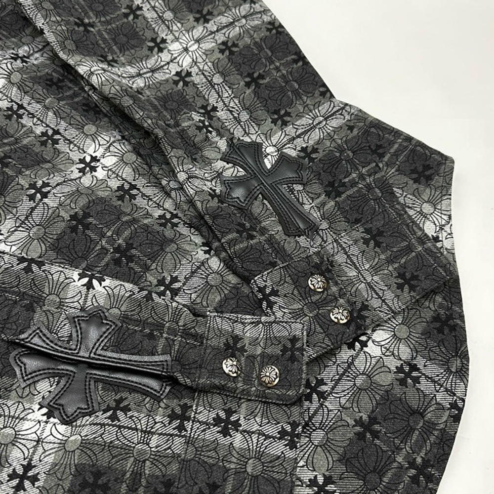 Chrome Hearts Men's Black and Gray Plaid Shirt - Picture 7 of 11